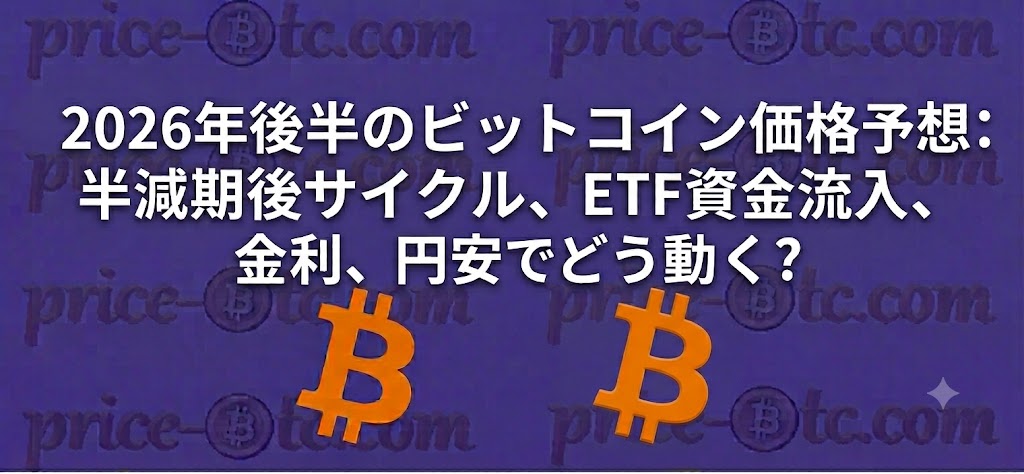 2026年後半のビットコイン価格予想：半減期後サイクル、ETF資金流入、金利、円安でどう動く？